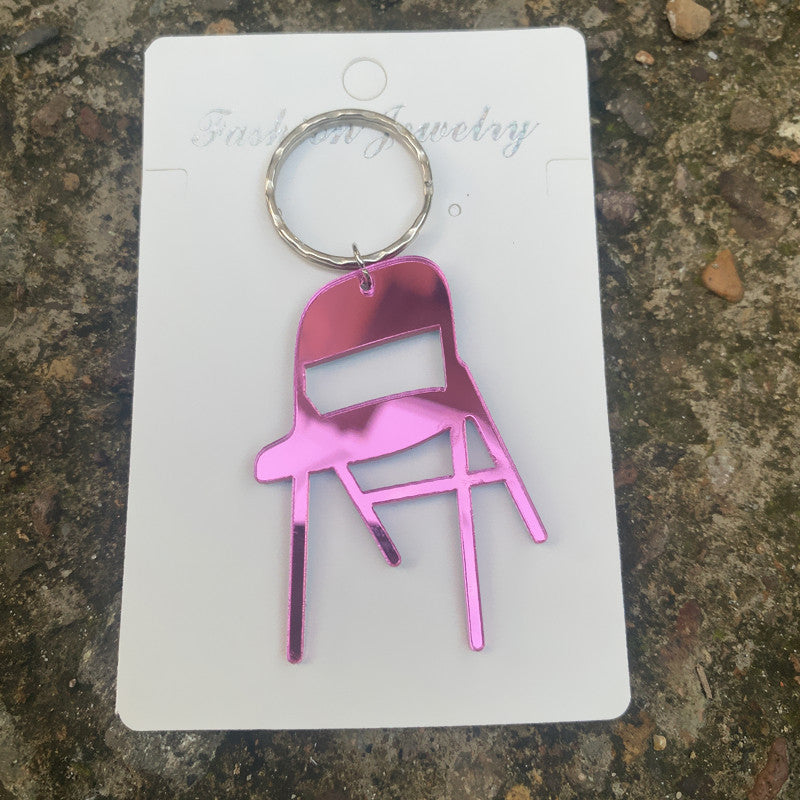 Wholesale Acrylic Leopard Print Mirror Mini Simulation Chair Keychain